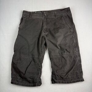 Kuhl Mens 34 Cargo Shorts Charcoal Gray Cotton Nylon Hiking Utility Outdoor